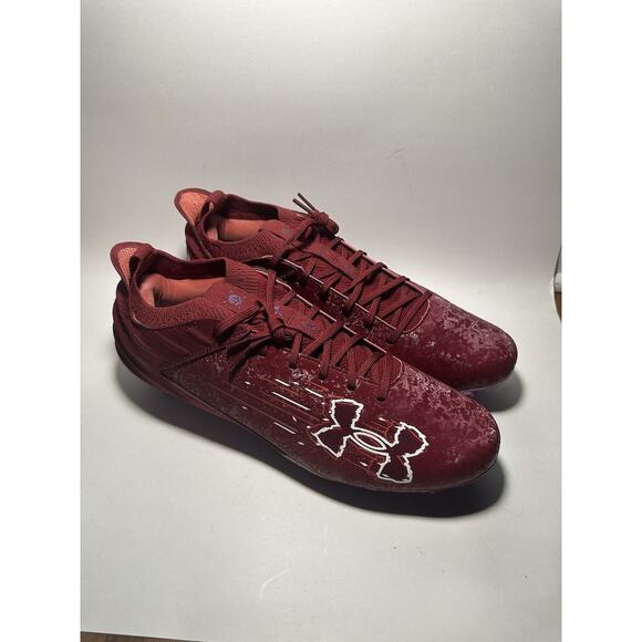 Under Armour Blur Smoke 2.0 MC Suede Mens Size 14 Football Cleats Maroon NEW